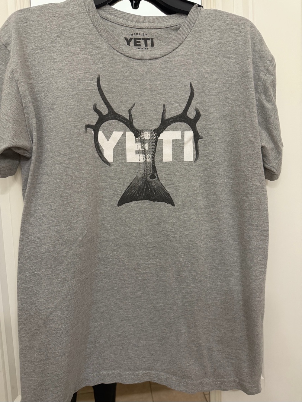 Yeti Grey Short-Sleeve Logo Tee with Black Graphic